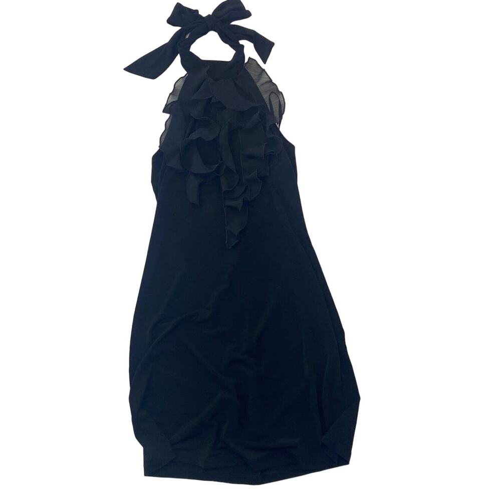 Sweet Storm black Halter Top Sundress Ruffles womens sz S